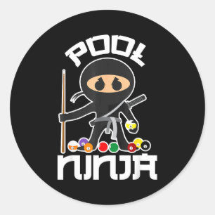 Sticker Rond Amoureux de billard américain Pool Ninja
