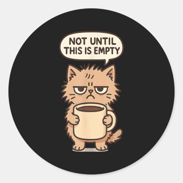 Sticker Rond Amoureux De Café Grumpy Chat Pas De Matin Personne (Devant)