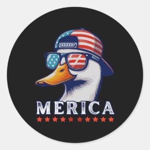 Sticker Rond Amoureux de canard patriotique drôle 4 juillet can