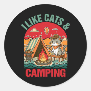 Sticker Rond Amoureux de chats maman chat j'aime les chats en c