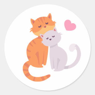 Sticker Rond Amoureux de Chats Mignons - Kit de Mariage Enterre