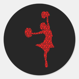 Sticker Rond Amoureux de Cheerleading Voeux de Saint Valentin A