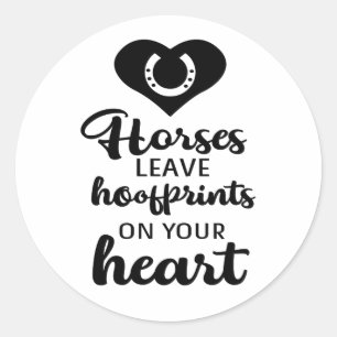 Sticker Rond Amoureux de chevaux mignons Équitation Chevaux Pon