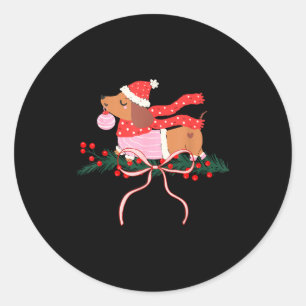 Sticker Rond Amoureux de chien de Noël vintage mignon dachshund