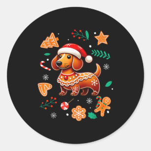Sticker Rond Amoureux de chien saucisse pain d'épice Dachshund