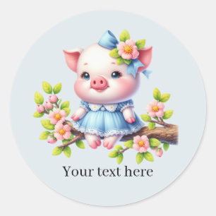 Sticker Rond Amoureux de cochons mignons personnalisables 