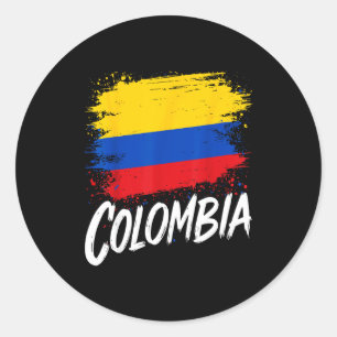 Sticker Rond Amoureux de Colombie Drapeau colombien
