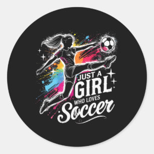 Sticker Rond Amoureux de footll Juste une fille qui aime Footll