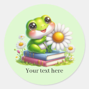 Sticker Rond Amoureux de grenouilles mignonnes personnalisables