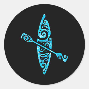 Sticker Rond Amoureux de kayak Canoë Pagaie Bateau Kayak Eau S