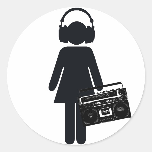 Sticker Rond Amoureux de la musique (Devant)