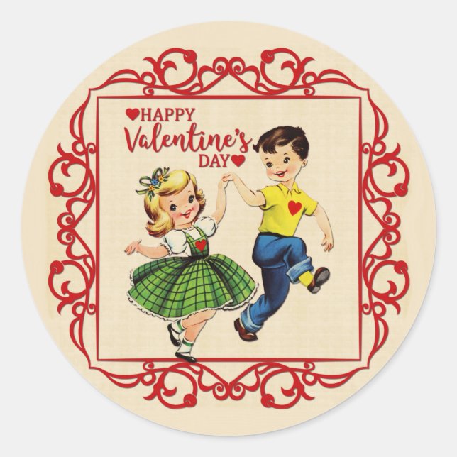 Sticker Rond Amoureux de la Saint-Valentin dansants (Devant)