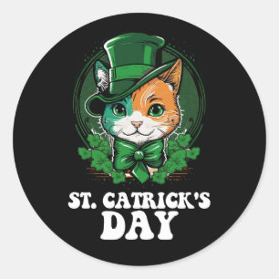 Sticker Rond Amoureux de les chats de la Saint-Patrick
