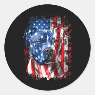 Sticker Rond Amoureux de Pitbull Patriotique Ab Propriétaire de