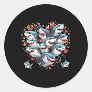 Sticker Rond Amoureux de requins plongeurs marins requins forma