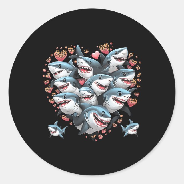 Sticker Rond Amoureux de requins plongeurs marins requins forma (Devant)