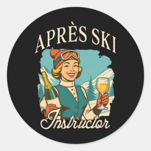 Sticker Rond Amoureux de ski reine d'après-ski voyage de ski d'