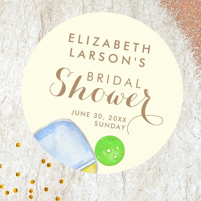 Sticker Rond Amoureux de sport Aquarelle Thème Pickleball Marié (Créateur téléchargé)