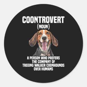 Sticker Rond Amoureux de Treeing Walker Coonhound Chien Coontro