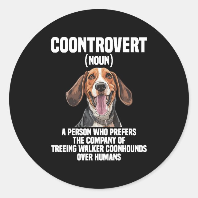 Sticker Rond Amoureux de Treeing Walker Coonhound Chien Coontro (Devant)