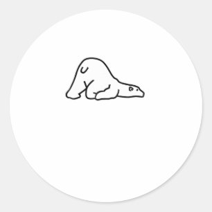 Sticker Rond Amoureux des animaux de l'ours polaire Lazy Cute