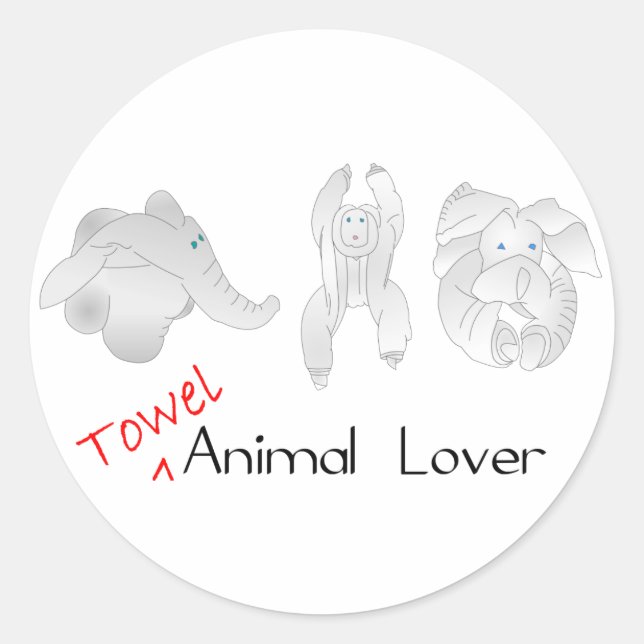 Sticker Rond Amoureux des animaux de serviettes (Devant)