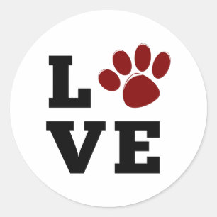 Sticker Rond Amoureux des animaux Empreinte de patte d'amour Am