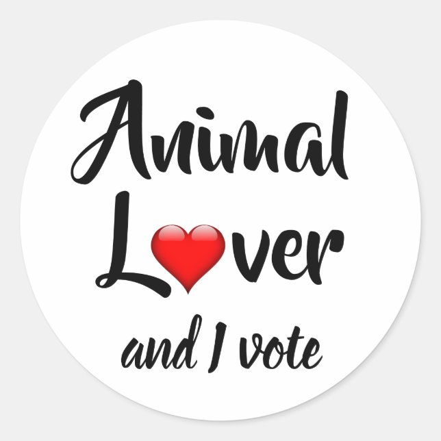 Sticker Rond Amoureux des animaux et moi votons (Devant)