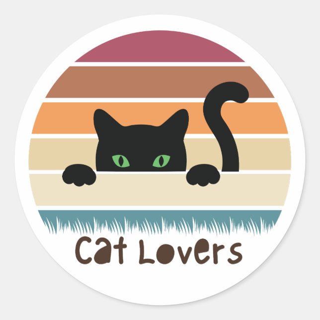 Sticker Rond Amoureux des chats (Devant)
