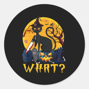Sticker Rond Amoureux des chats Amusant Costume Halloween Chat