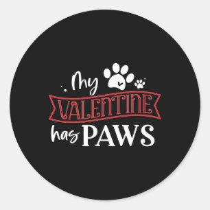 Sticker Rond Amoureux des chats de chien mignon Ma Valentine a