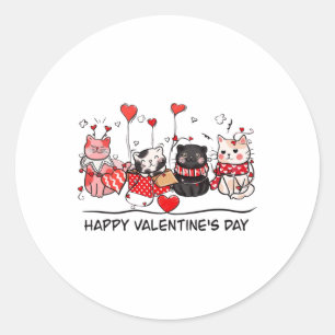 Sticker Rond Amoureux des chats Kitten Joyeux Saint Valentin Ho