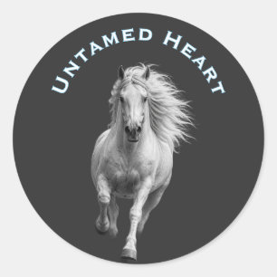 Sticker Rond Amoureux des Chevaux à Cœur Indompté