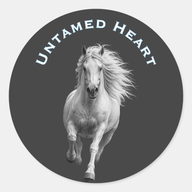 Sticker Rond Amoureux des Chevaux à Cœur Indompté (Devant)