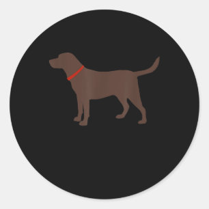 Sticker Rond Amoureux des chiens   Chocolat Labrador Chien Silh