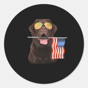 Sticker Rond Amoureux des chiens   Chocolat Labrador USA Americ