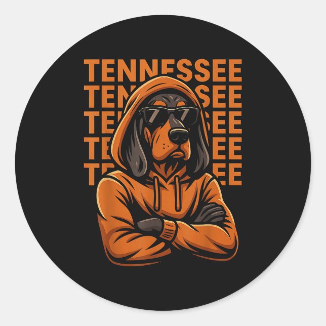 Sticker Rond Amoureux des chiens Coonhound du Tennessee Hommes  (Devant)