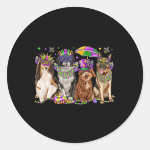 Sticker Rond Amoureux des chiens du festival Dog Mardi Gras