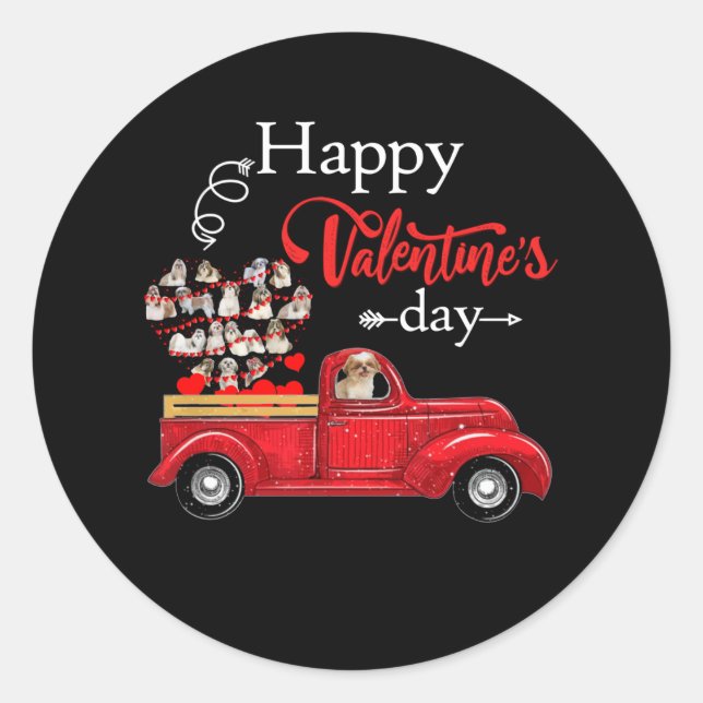 Sticker Rond Amoureux des chiens | Happliquer Valentine Day Shi (Devant)