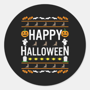 Sticker Rond Amoureux des chiens   Happy Halloween Chocolate La