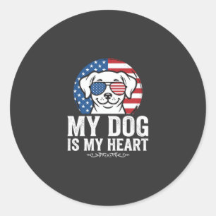 Sticker Rond Amoureux des chiens Mon chien est mon cœur