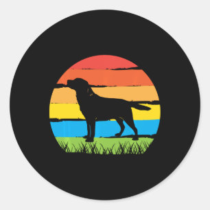 Sticker Rond Amoureux des chiens Retro Vintage Sunset Labrador