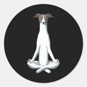 Sticker Rond Amoureux des chiens Yoga Italien Greyhound