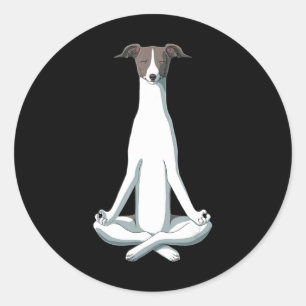 Sticker Rond Amoureux des chiens   Yoga Italien Greyhound