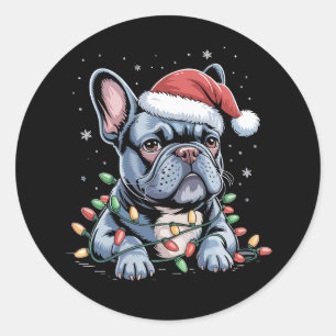 Sticker Rond Amoureux du Bouledogue Français Frenchie Chapeau d