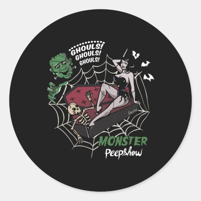Sticker Rond Amoureux du monstre Frankenstein Funny Monster Mon (Devant)