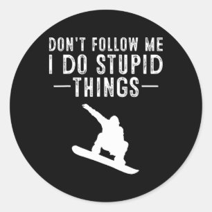 Sticker Rond Amoureux du sport extrême cool Snowboard Kids Desi
