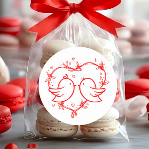 Sticker Rond Amoureux fantaisistes Bohème Cœur rouge Merci