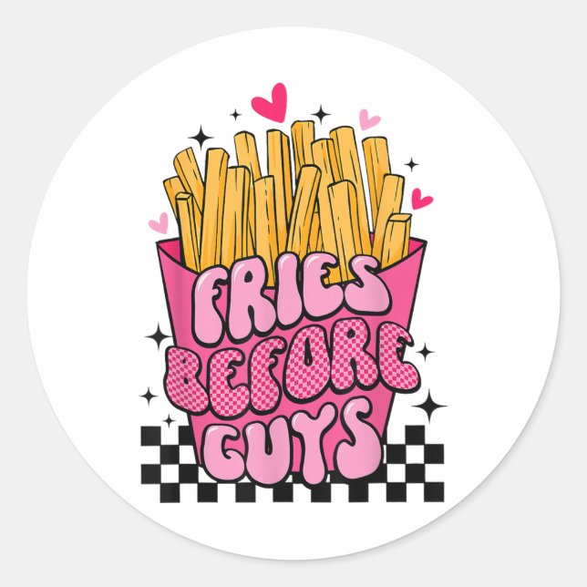 Sticker Rond Amoureux Fries Drôle Avant Les Garçons Valentines  (Devant)