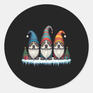 Sticker Rond Amoureux Pitbull Gnomies Noël Gnome Femmes Hommes